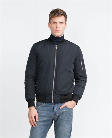 zara mens bomber jacket|Men´s Navy and Blue Jackets 